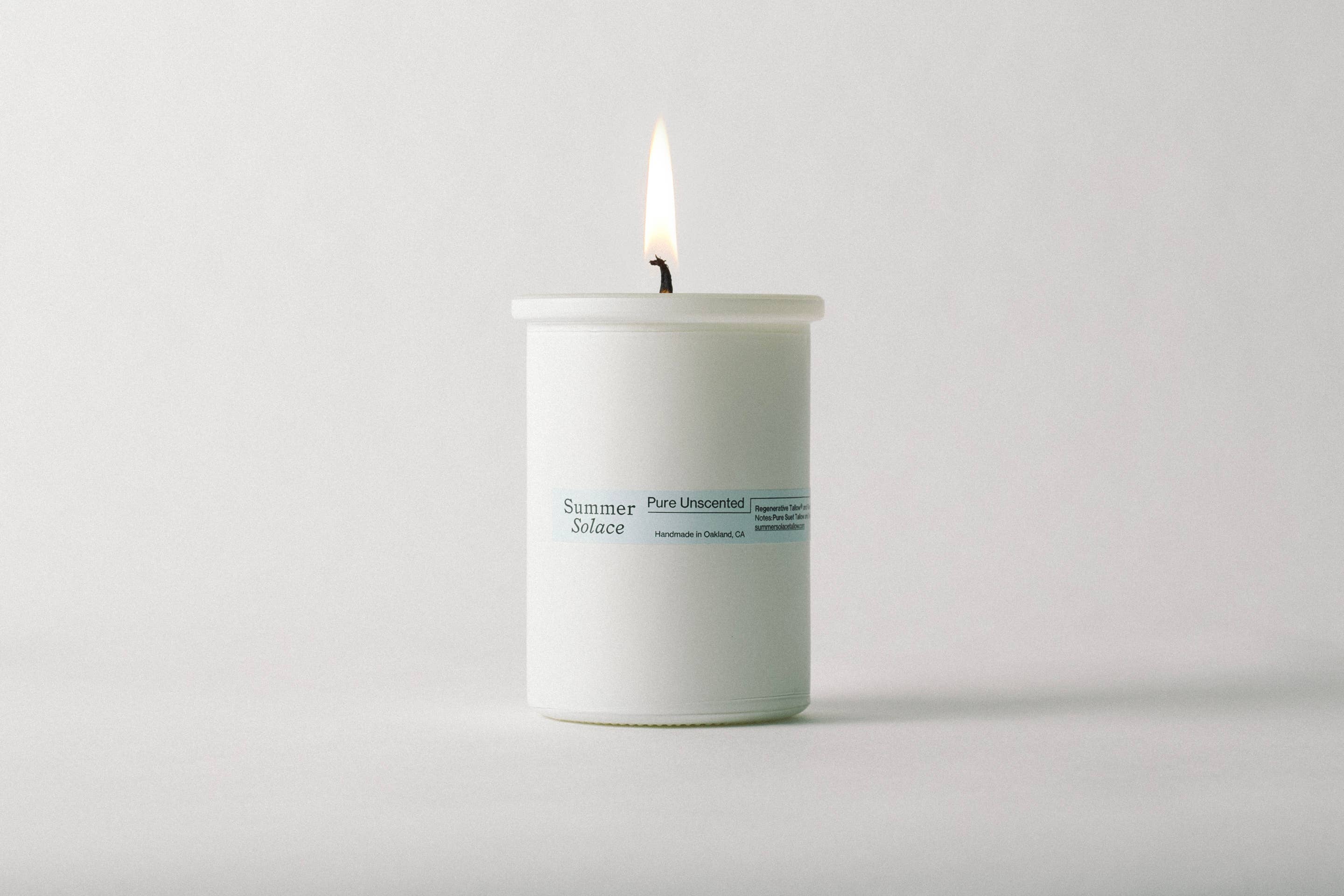 Pure Unscented: Suet Tallow and Beeswax Candle- 6 oz