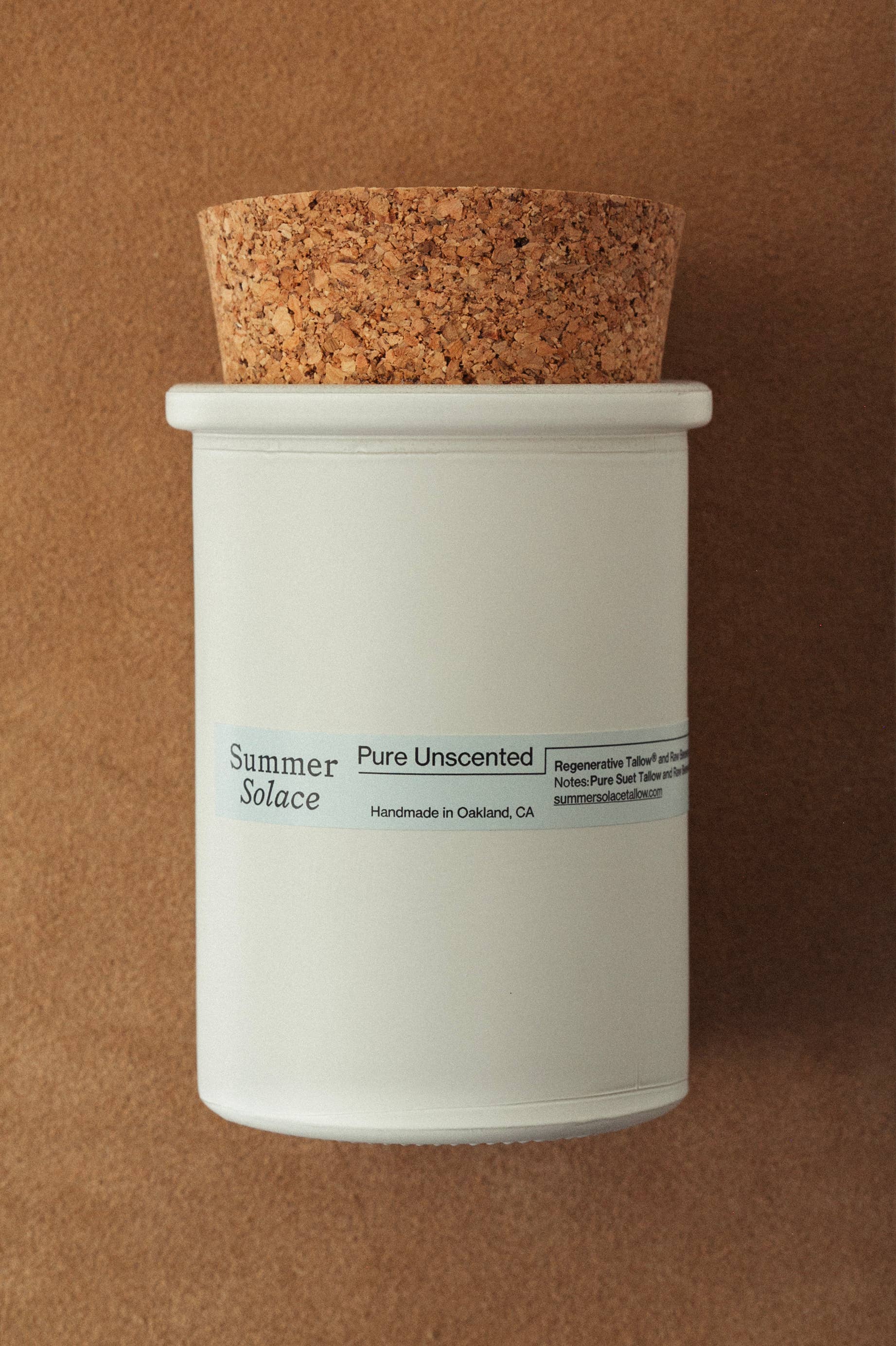 Pure Unscented: Suet Tallow and Beeswax Candle- 6 oz
