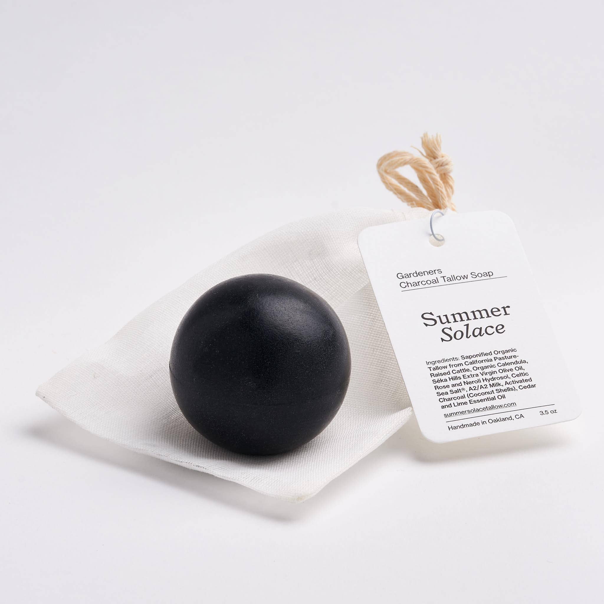 Gardeners Activated Charcoal Sphere Soap - 3.5 oz: Gardeners Charcoal Tallow Sphere Soap - Curations