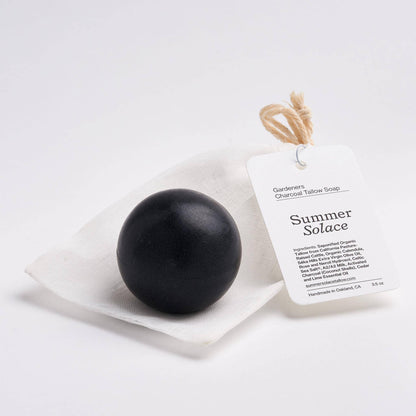 Gardeners Activated Charcoal Sphere Soap - 3.5 oz: Gardeners Charcoal Tallow Sphere Soap - Curations