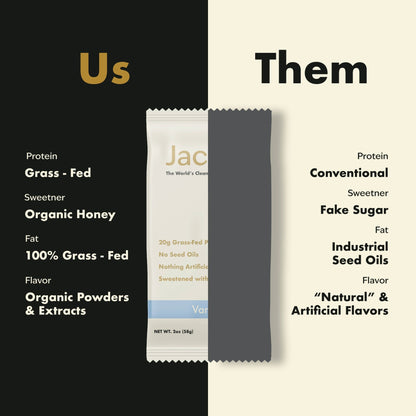 Jacob Protein Bar - Grass - Fed Organic Protein Snack Bar: Vanilla Chip / 9 - pack - Curations